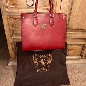 Pratesi Pontassieve Tote w/ Dust Bag~ Cherry Red~ Like New (Bin 4)